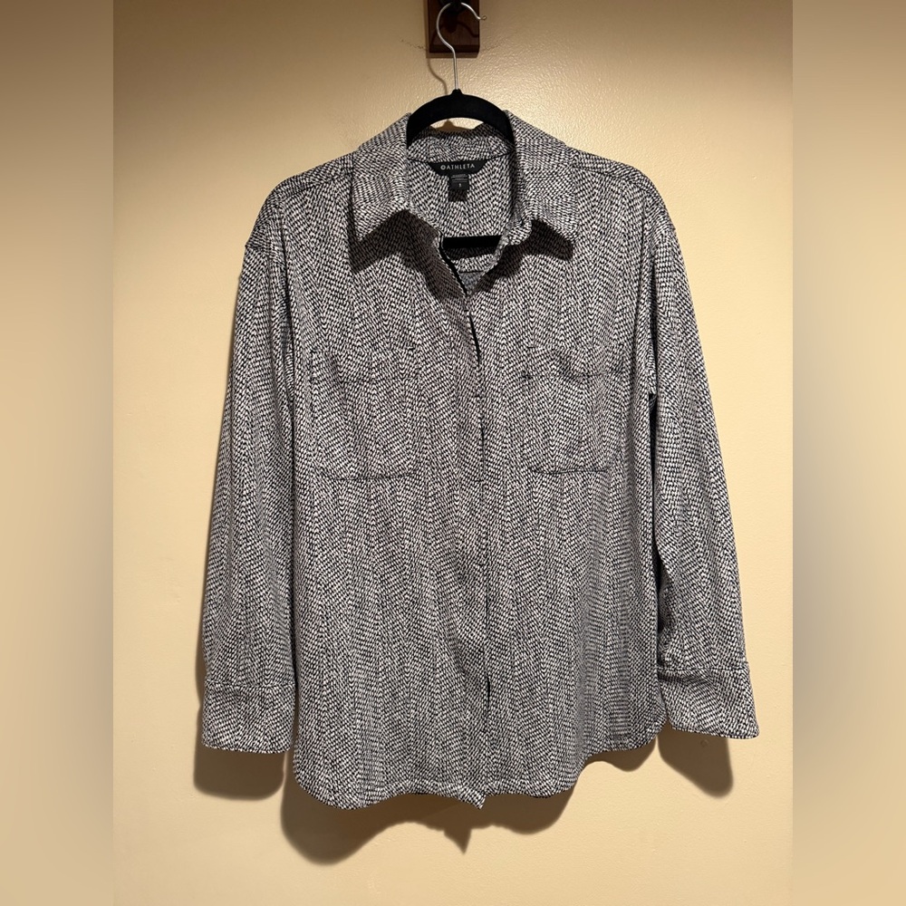 Athleta Textured Shirt Jacket Braiden black & white button down - Picture 2 of 8